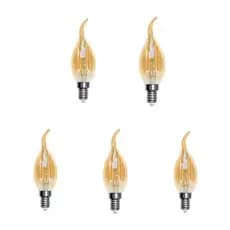 KIT 5 LAMPADA RETRO VELA AMBAR E14 FILAMENTO LED 180 LUMENS 2W 127V DECORACAO LUSTRES ARANDELA CHAMA 2200K BRANCO QUENTE