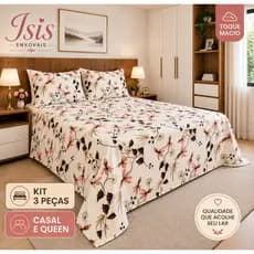 kit 3 pçs lençol casal queen toque de algodão