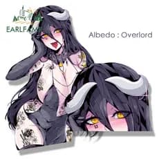 EARLFAMILY 13cm Gyaru Albedo Fanart Autocolante Anime Overlord Sketch Peek Girl JDM Decalque Oclusão De Raspadinha De Bicicleta Elétrica Decoração À Deriva