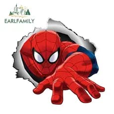 EARLFAMILY 13cm Marvel Spiderman Rasgado Metal Autocolante Para Carro À Prova D'água Janelas De Vinil Decalque Personalidade Oclusão Raspadinha Acessórios Exteriores