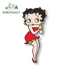 EARLFAMILY Adesivo De Carro Betty Boop , 13cm , À Prova D'água , Humorístico , Para-Brisa De Motocicleta , Computador , Porta , Protetor Solar , Personalidade , Estilo