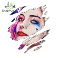 EARLFAMILY 13cm Harley Quinn Tear Anime Autocolante De Carro Porta-Malas Decalques De Motocicletas Adequados Para Qualquer Superfície Plana E Lisa Limpa