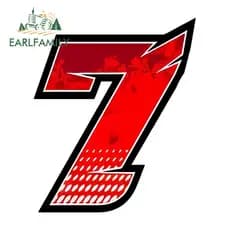 EARLFAMILY 13cm Red Racing Number Autocolante De Carro À Prova De Arranhões De Motocicleta Janelas Do Porta-Malas Vinil Protetor Solar Decalque D '