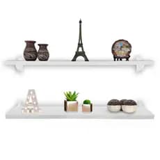 Kit 2 Prateleiras Mdf Branca 50x20 De Madeira Com Suporte