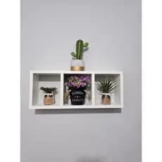 Nicho Retangular 50x20 Triplo Suporte Parede Prateleira 100% MDF Decoração Quarto Sala Cozinha Banheiro