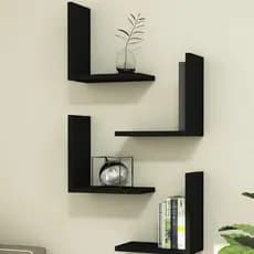 Kit 4 Prateleiras L Decoração Sala Escritório Quarto Bebê Preto Branco