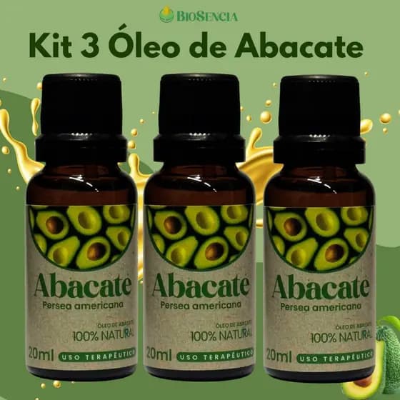 Combo 3x Óleo de Abacate Natural 20 ml – Hidratação Completa