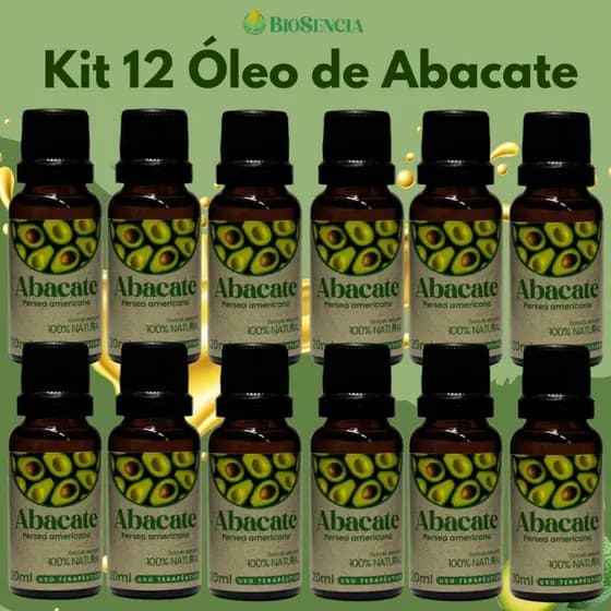 Kit Atacado 12 Óleos de Abacate 20 ml – 100% Natural