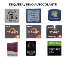 ETIQUETA SELO ADESIVO AMD RYZEN 5 7 INTEL CORE i5 i7 WINDOWS 7 / 8 INTEL IRIS PLUS GRAFHICS NVID GEFORCE