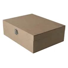 Caixa De Madeira Mdf Cru Com Fecho E Dobradiça 26x20x8 cm