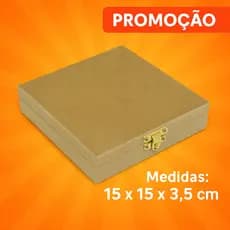 Caixa De Madeira Mdf Cru Com Fecho E Dobradiça 15x15x3,5 cm