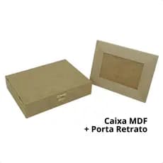Caixa Mdf Com Fecho e Dobradiça 23x17x5 + Porta Retrato 16x21 Mdf