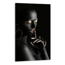 Quadro Decorativo Grande Negras Africanas Mulheres Dourada Psiu Mosaico Sala Quarto Cozinha Escritório