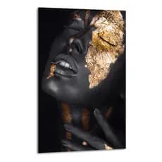 Quadro Decorativo Grande Negras Africanas Mulheres Rosto Dourado Mosaico Sala Quarto Cozinha Escritório