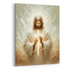 Quadro Decorativo Grande Jesus Cristo Segura A Sagrada Cruz Mosaico Sala Quarto Cozinha Escritório