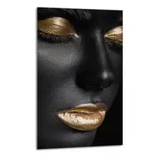 Quadro Decorativo Grande Negras Africanas Mulheres Dourada Rosto Mosaico Sala Quarto Cozinha Escritório