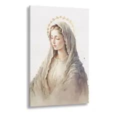 Quadro Decorativo Grande Maria Santa Mãe Jesus Estilo Aquarela Mosaico Sala Quarto Cozinha Escritório