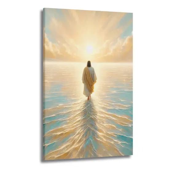 Quadro Decorativo Grande Jesus Cristo Andando Sobre As Águas Mosaico Sala Quarto Cozinha Escritório