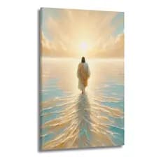 Quadro Decorativo Grande Jesus Cristo Andando Sobre As Águas Mosaico Sala Quarto Cozinha Escritório