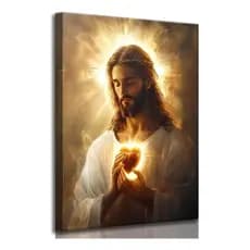 Quadro Decorativo Grande Sagrado Coração De Jesus Cristo Mosaico Sala Quarto Escritório