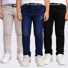 Kit 3 Calça Jeans Masculina Infantil Meninos