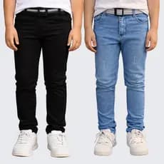 Kit 2 Calça Jeans sarja Masculina Infantil Meninos 4 Ao 16 Ano
