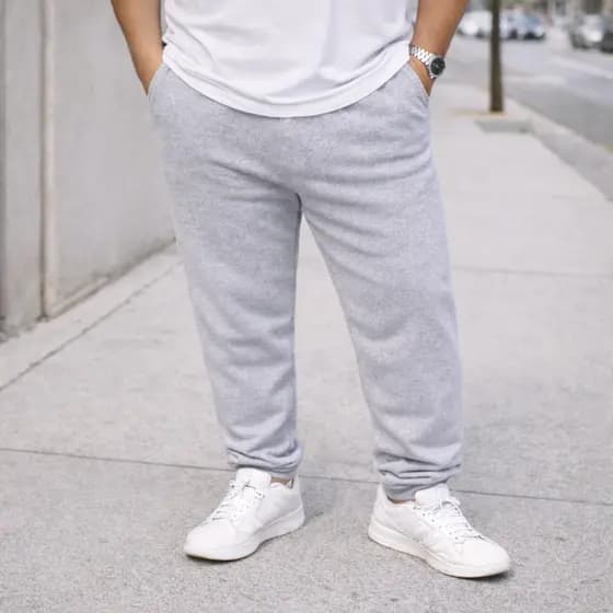 Calça Moletom Com Punho Jogger Plus Size Masculina