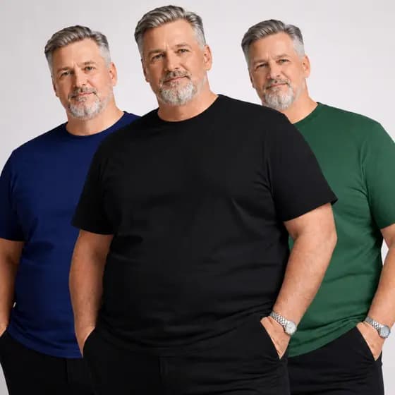 Kit 3 Camiseta Plus Size Básica Masculina 100% Algodão
