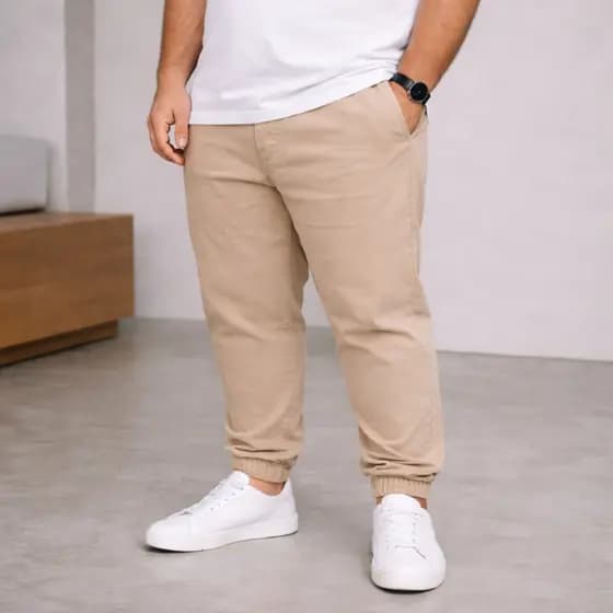 Calça Jogger Sarja Masculina Plus Size