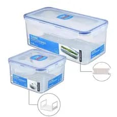 Kit 2 potes herméticos Porta Salada + Porta Queijo com grades removíveis Lock&Lock