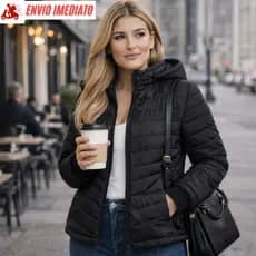 Jaqueta Puffer Feminina Masculina Bobojaco Blusa de Frio Intenso Unissex com Capuz Outono Inverno Motoqueiro Casaco Neve