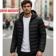 Jaqueta Puffer Masculina  Blusa Bobojaco Agasalho Capuz Removível Impermeável Bolsos Internos Casaco De Frio Inverno