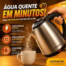 Chaleira Elétrica Ferve Água Rápido Jarra Térmica Inox 1.8L Litros Desligamento Automático Fazer Café Chá Receitas