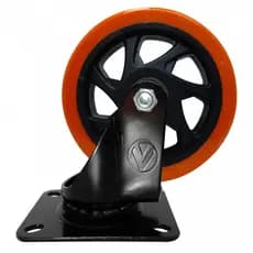 Rodízio de PVC laranja - 6" - giratório Ajax