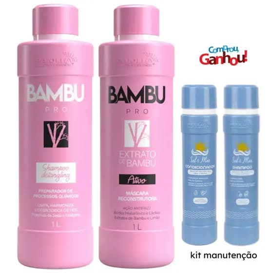 Paiolla Bambu Pro Liss Ciare Kit 2x1 Litro + Kit Manutenção Paiolla