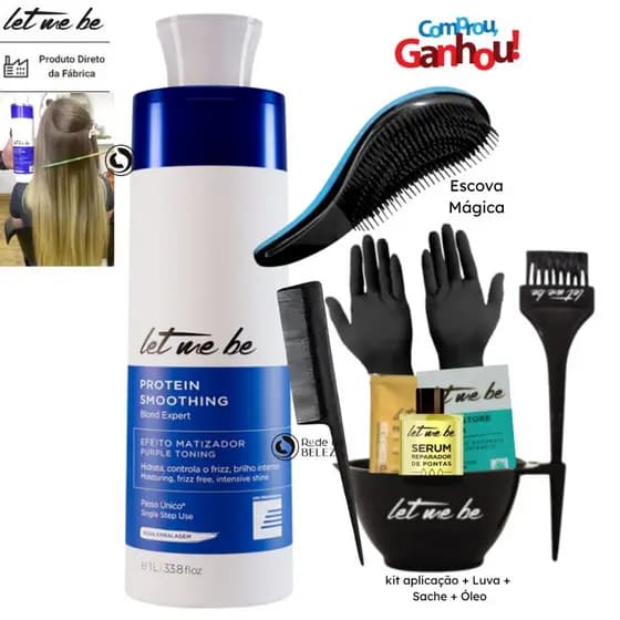 Let Me Be Protein Smoothing Blond Passo Único 1L + Kit Aplicação + Escova Pente + Sache e Óleo