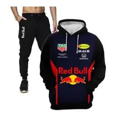 Conjunto Moletom Red Bull Blusa Motoqueiro Casaco De Frio e Calça
