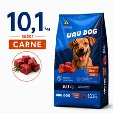 Ração UAU Dog Adulto 10,1kg Sabor Carne 18g Proteína Alta Aceitação Todas as Raças