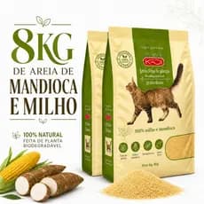 Areia Higiênica Natural Biodegradável de Grãos Finos de Milho e Mandioca para Gatos Kadi 8 kg