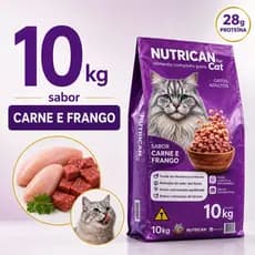 Ração Para Gato Adulto 10,1kg Nutrican Sabor Carne Frango 28g Proteína Sem Corante