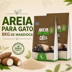Areia Gato Mandioca Biodegradável 8kg