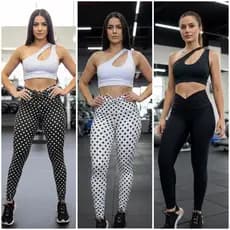 Leg Grossa Cós Alto Roupa De Academia Moda Feminina bolinhas poa e estampada