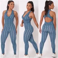 Macacão Longo com bojo removível suplex moda academia feminina zero transparência