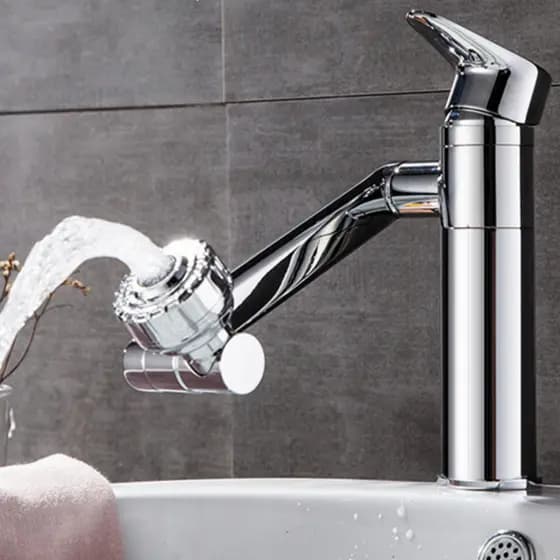 Torneira Bancada Lavabo Banheiro Lavatorio Metal Articulada Gourmet Cromada Modelo Giratoria 1080º