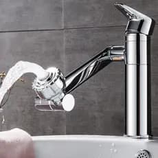 Torneira Bancada Lavabo Banheiro Lavatorio Metal Articulada Gourmet Cromada Modelo Giratoria 1080º