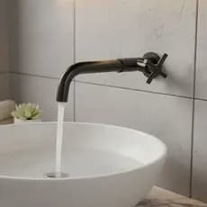 Torneira Longa de Parede Cozinha Banheiro Lavatório Lavabo Metal Registro Cruzeta Gourmet Água Fria