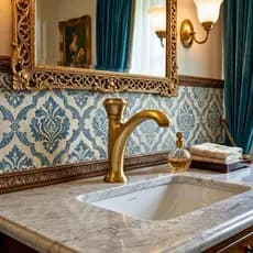 Torneira Provençal Pia Bancada Lavabo Banheiro Provençal Elegante Cor de Ouro Velho Metal Rústica