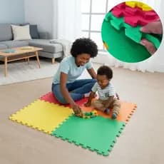 Kit 10 Tatame EVA Infantil Atividades Tapete Criança Placas de 50x50x1cm (2,5m²) Cores Menino Menina