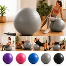 Bola Pilates Yoga 65cm Antiestouro + Bomba Academia Treino Funcional Fisioterapia PVC Profissional