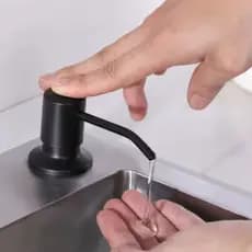 Dispenser Dosador Detergente Sabonete Líquido Em Aço Inox Preta Embutir Bancada Cuba e Pia Padrão